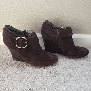 Banana Republic Brown Suede Leather Wedge Booties